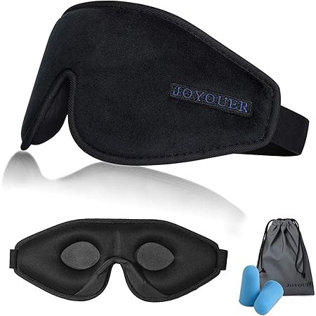 Amazon Joyouer アイマスク 目隠し 男女兼用 遮光 立体型 低反発 柔らかい 圧迫感なし 究極の肌触り 軽量 光を完全に遮断 睡眠 昼寝 仮眠 旅行に最適 収納袋付き 調節可能 フリーサイズ ブラック Joyouer アイピロー アイマスク