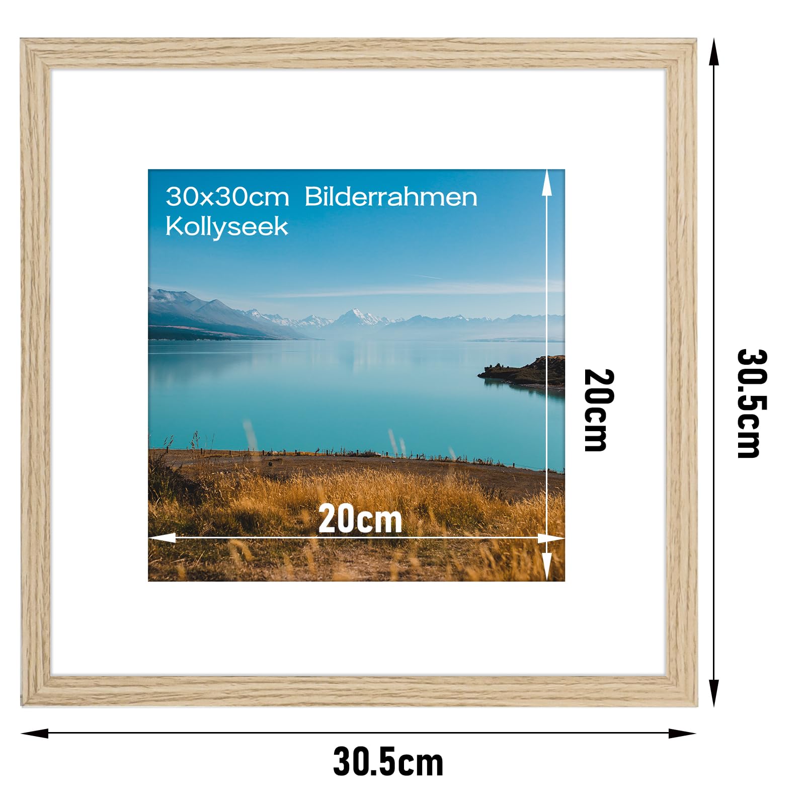 kollyseek 30x30cm MDF Picture Frame with Acrylic Glass and Natural Mount 12x12 in Display Photo Frame Decorative Poster Frame with Wood for Desktop/Wall Mounting (Natural) - Image 3