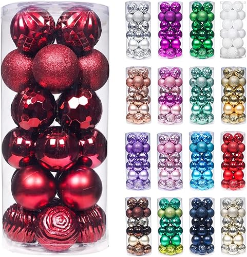 Miniatura 152 de XmasExp Juego de 24 mini esferas de Navidad inastillables para bolas de árbol de Navidad de 1.181 in/1.18 pulgadas (oro rosa)