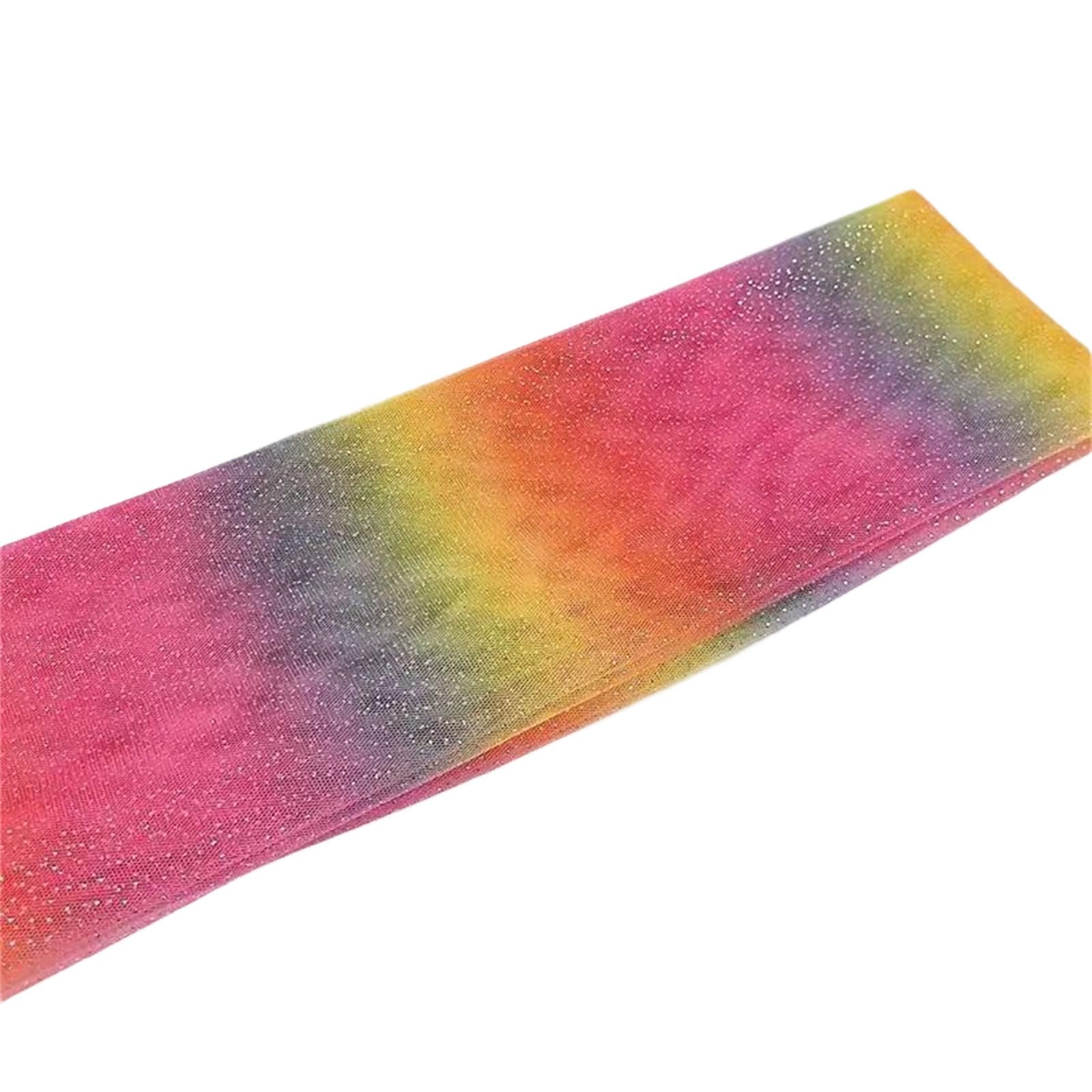 Rainbow Shimmering Tulle Fabric 150cm Wide Soft Polyester Sheer for Wedding Dress Sewing Craft Rainbow Glitter Tulle for Dressmaking