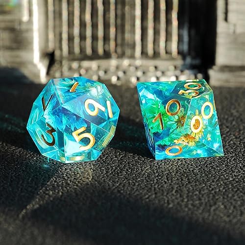 Miniatura 5 de DND - Juego de dados de resina D&D de El Señor de los Anillos, Calabozos y Dragones, hechos a mano, borde afilado para juegos de rol, dados RPG