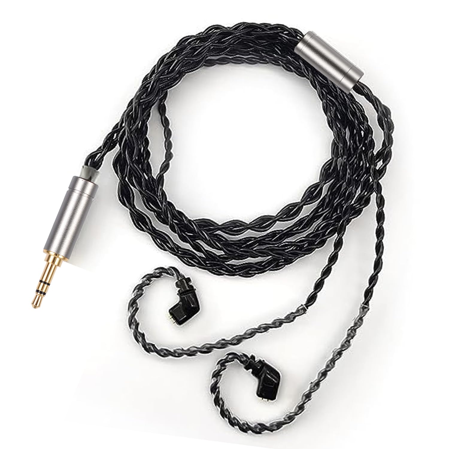 FAAEAL IEM Cable,Monocrystalline Copper Silver Plated Cable,QDC-C Pin in Ear Monitor Cords for K&Z ZS10 PRO AS12 AS16 CCA CA10 etc Recessed 2pin 4.2ft 3.5mm