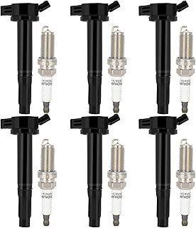 ECCPP 6 ignition coils with 6 iridium Spark Plugs,UF487,for Toyota,for Lexus Avalon Camry Rav4 Sienna Venza Highlander IS350 RX450h ES350 2.5L 2.7L 3.5L,UF-487,C1601,90919-02255,UF487,90919-A2002