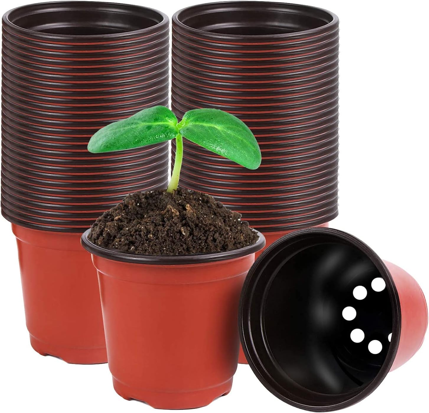 100 Pcs 10cm Plastic Plants Nursery Pot,Pots Seedlings Flower Plant Container Seed Starting Pots