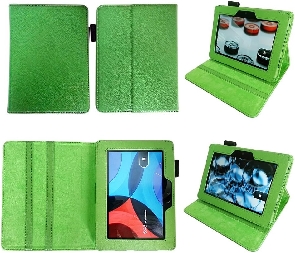 Bear Motion Premium 100 percent Genuine Leather Case for Kindle Fire HD 7 Inch Tablet Cover with Loop for Stylus - Green