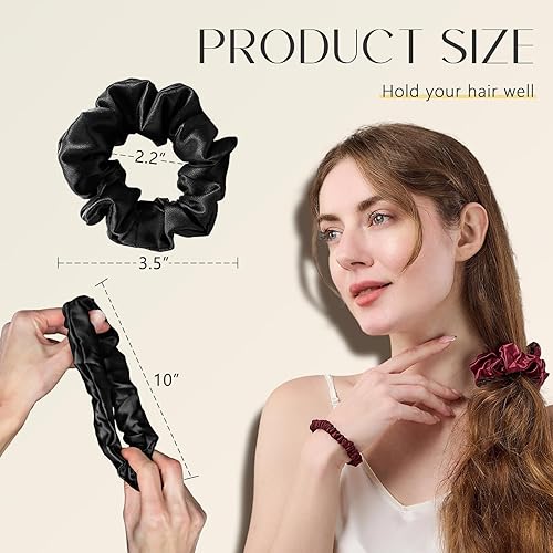 Miniatura 10 de ZIMASILK Bandas elásticas para el cabello 100% seda de morera, lo mejor para mujeres y niñas, bandas elásticas para el cabello para cola de caballo,
