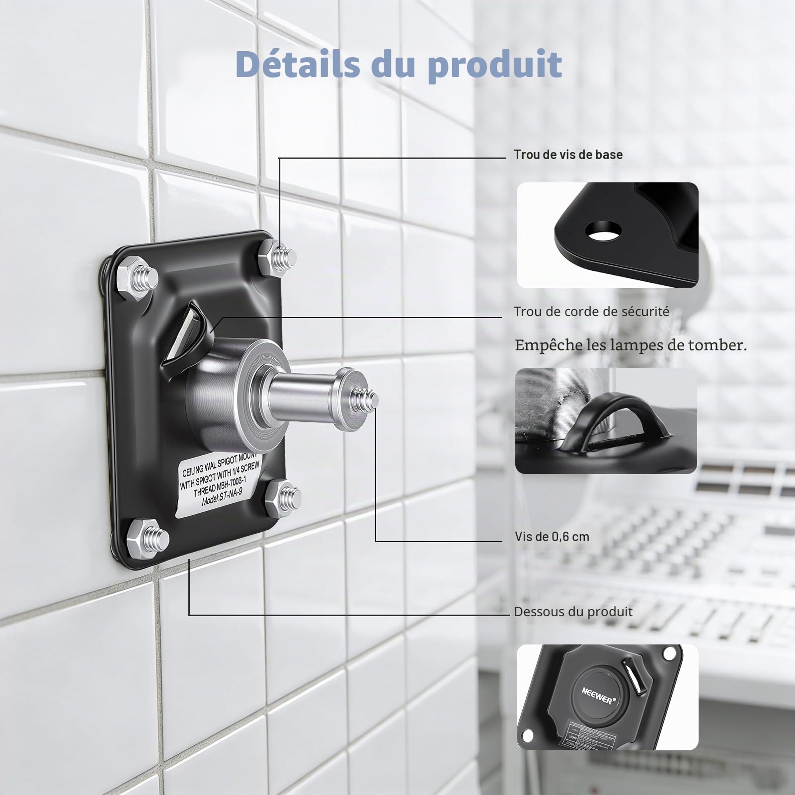 Neewer® Photography Studio Vidéo Support de Plafond Mural avec Filetage 1/4"