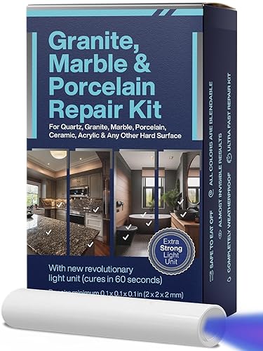 Kit de reparación de granito, mármol y porcelana (transparente, negro y acrílico), ideal como kit de reparación de encimera de cuarzo, funciona muy