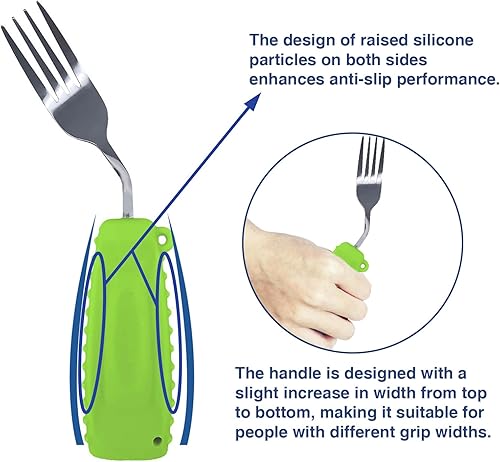 Miniatura 5 de Utensilios adaptativos Cuchara y tenedor fáciles de sostener para una alimentación independiente, utensilios pesados para temblores de manos