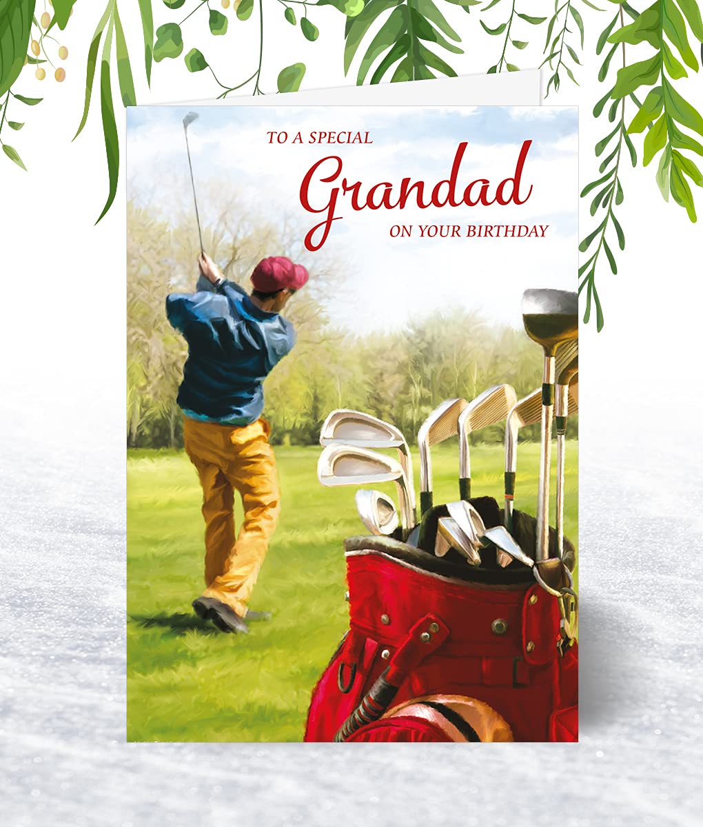 Biglietto Di Compleanno Per Zio Con Golf - Formato A5 (148x210 Mm) - Con Busta Rossa - Stampato Nel Regno Unito