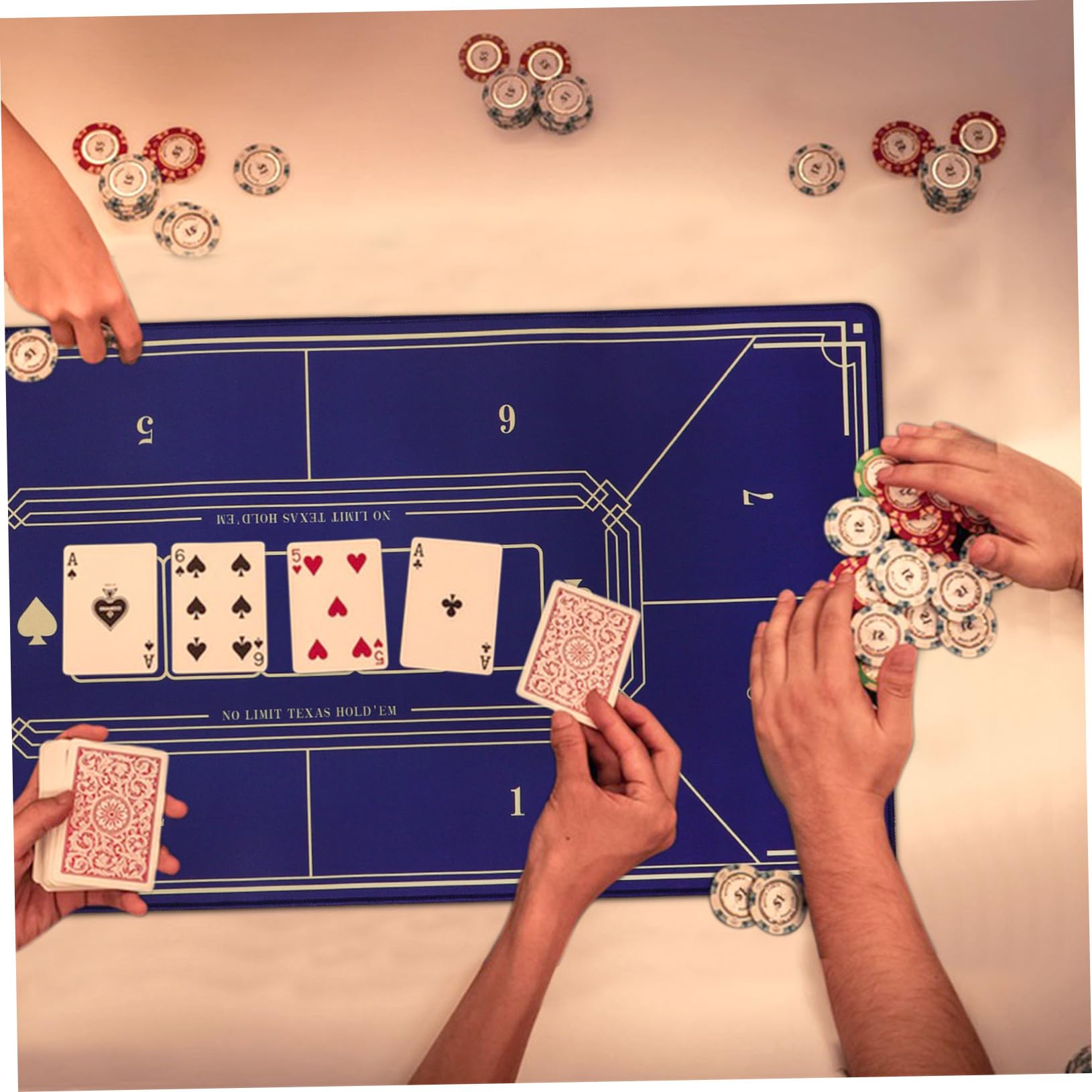 Genérico Tapete De Póker Antideslizante para Mesa De Juego Profesional 40x80 Cm Azul Superficie Estable Diseño Versátil Adecuado para Póker y Juegos De Mesa De