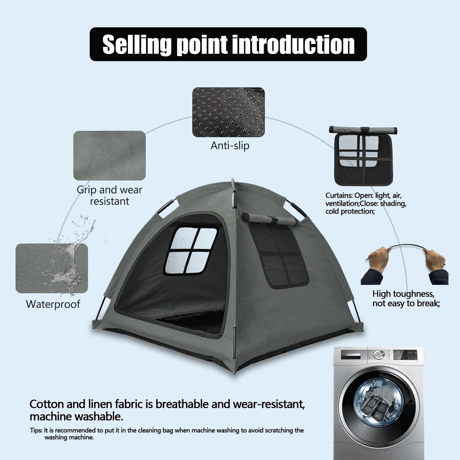 Nockovi Open Design Pet Tent, Cozy Monitoring Bed for Cats & Puppies, Breathable Mesh Walls for Security & Ventilation - Image 4