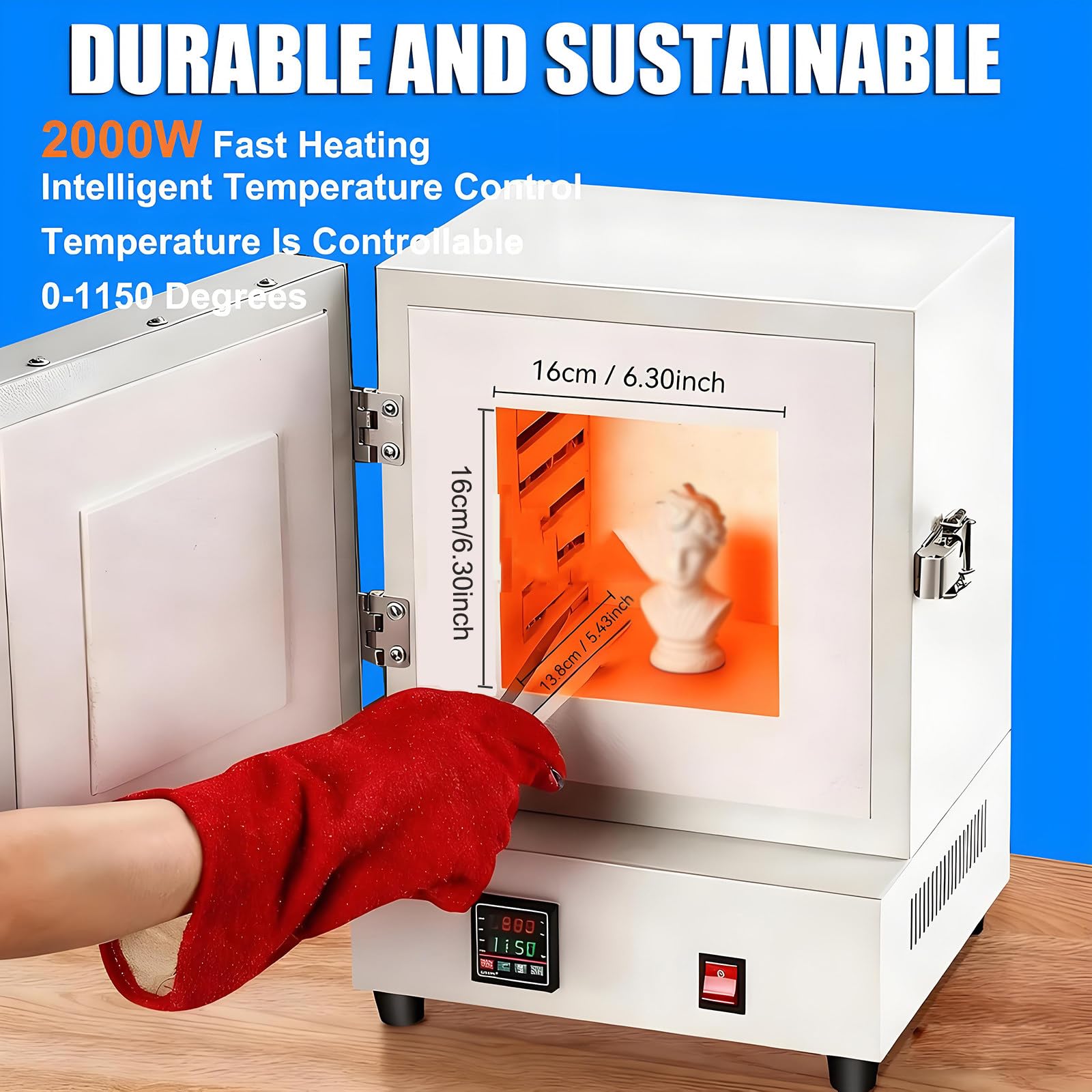 Horno De Fusión De Alta Temperatura, Horno Eléctrico De Fusión, Horno De Mufla Eléctrico De Laboratorio para Cerámica, Horno De Cerámica De 2000 W, para Trabajos De Cerámica