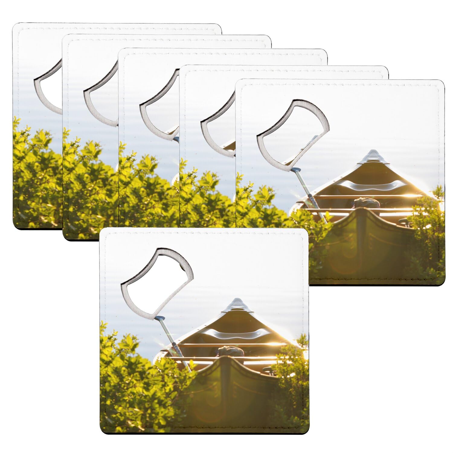 Sous-verre décapsuleur bateau canoë lot de 6 dessous de verre 92x92 mm