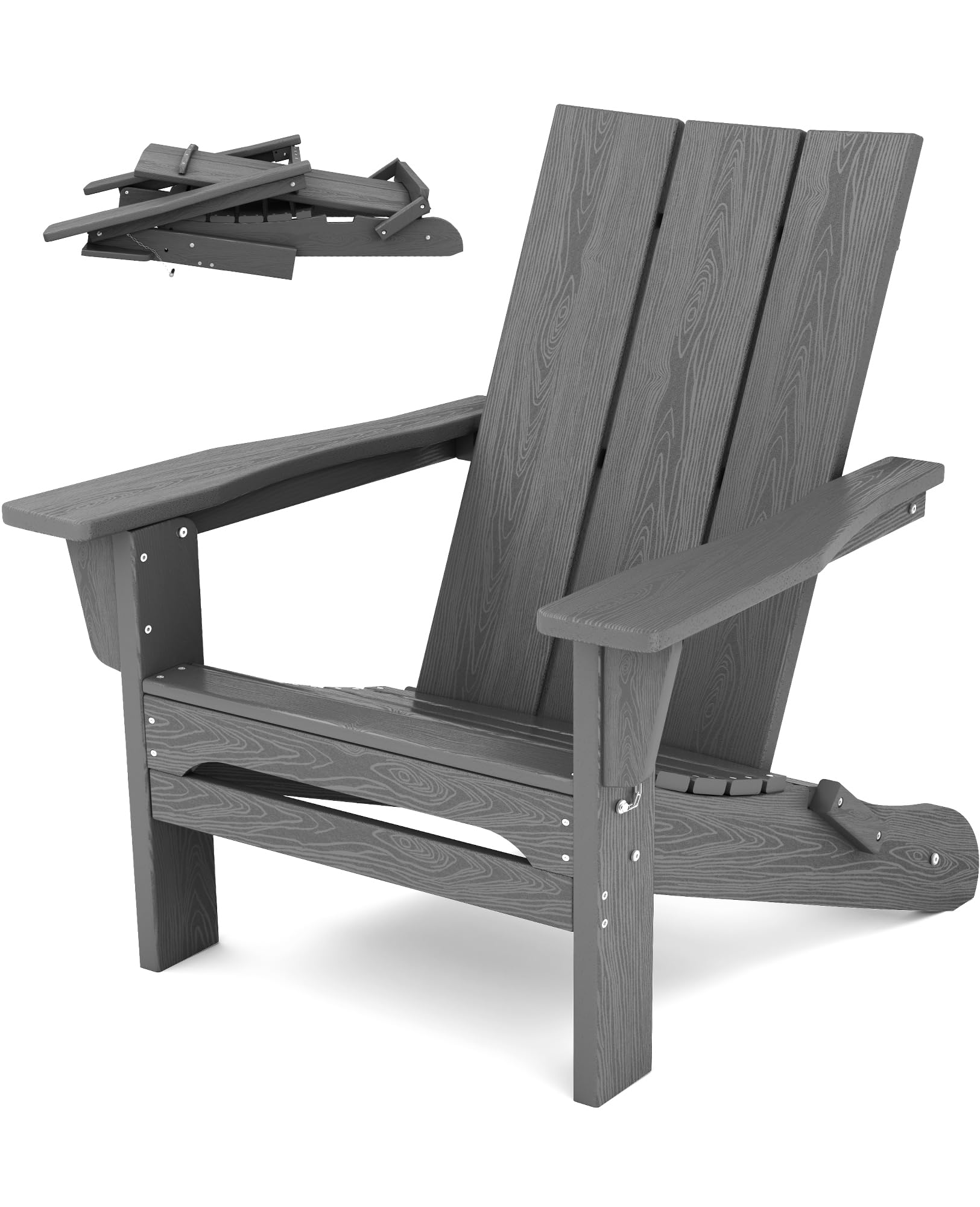 SERWALL Modern Folding Adirondack Chair Gray