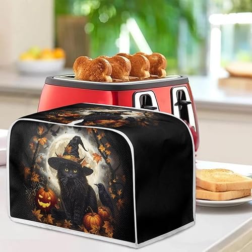 Vista 160 de UNICEU Funda acolchada para tostadora con patrón de café, se adapta a la mayoría de tostadoras estándar de 4 rebanadas patrón de café,Hojas de otoño