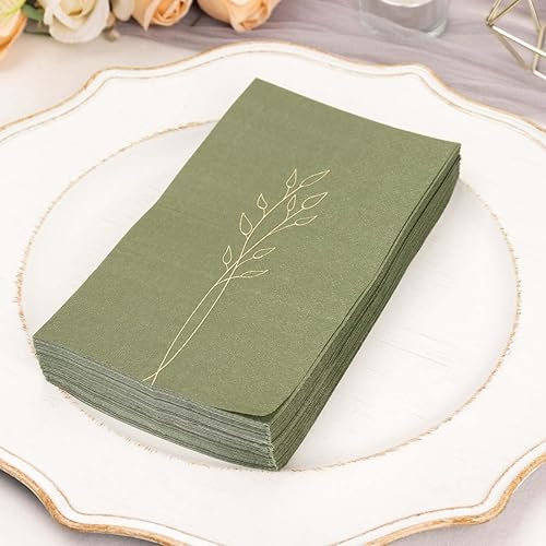 Miniatura 65 de Efavormart 50 Pack Servilletas de papel para fiestas de 2 capas, suaves, blancas con borde dorado de papel de fiesta, servilletas para cenas