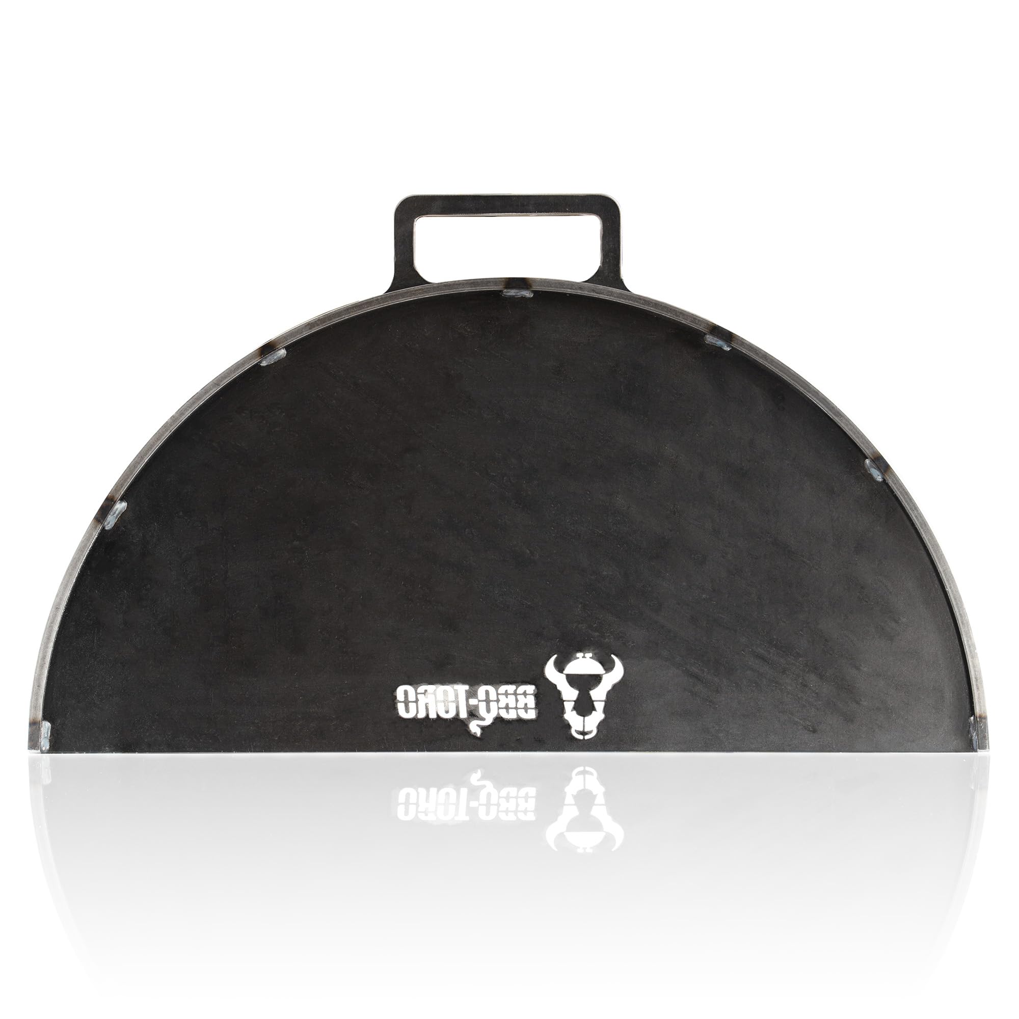 BBQ-Toro Plancha de acero al carbono para braseros de 60 cm de diámetro, semicircular con asa, color gris, accesorio para brasero, placa de fuego, parrilla, barril de fuego, accesorios, barril de