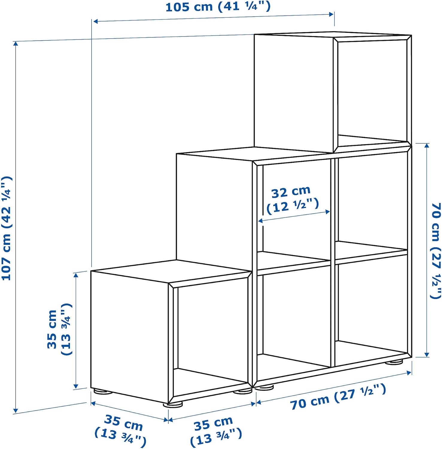 EKET cabinet combination with feet, 105x35x107 cm, white/pale yellow