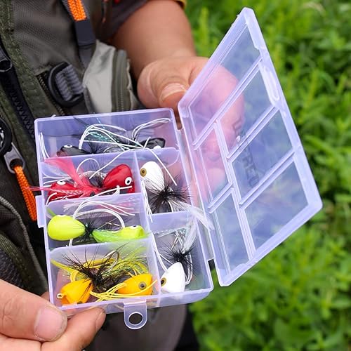 Miniatura 6 de wifreo Señuelos de pesca con mosca para Sunfish Bluegill Crappie Bass Panfish Topwater Popper pesca con moscapaquete de 10
