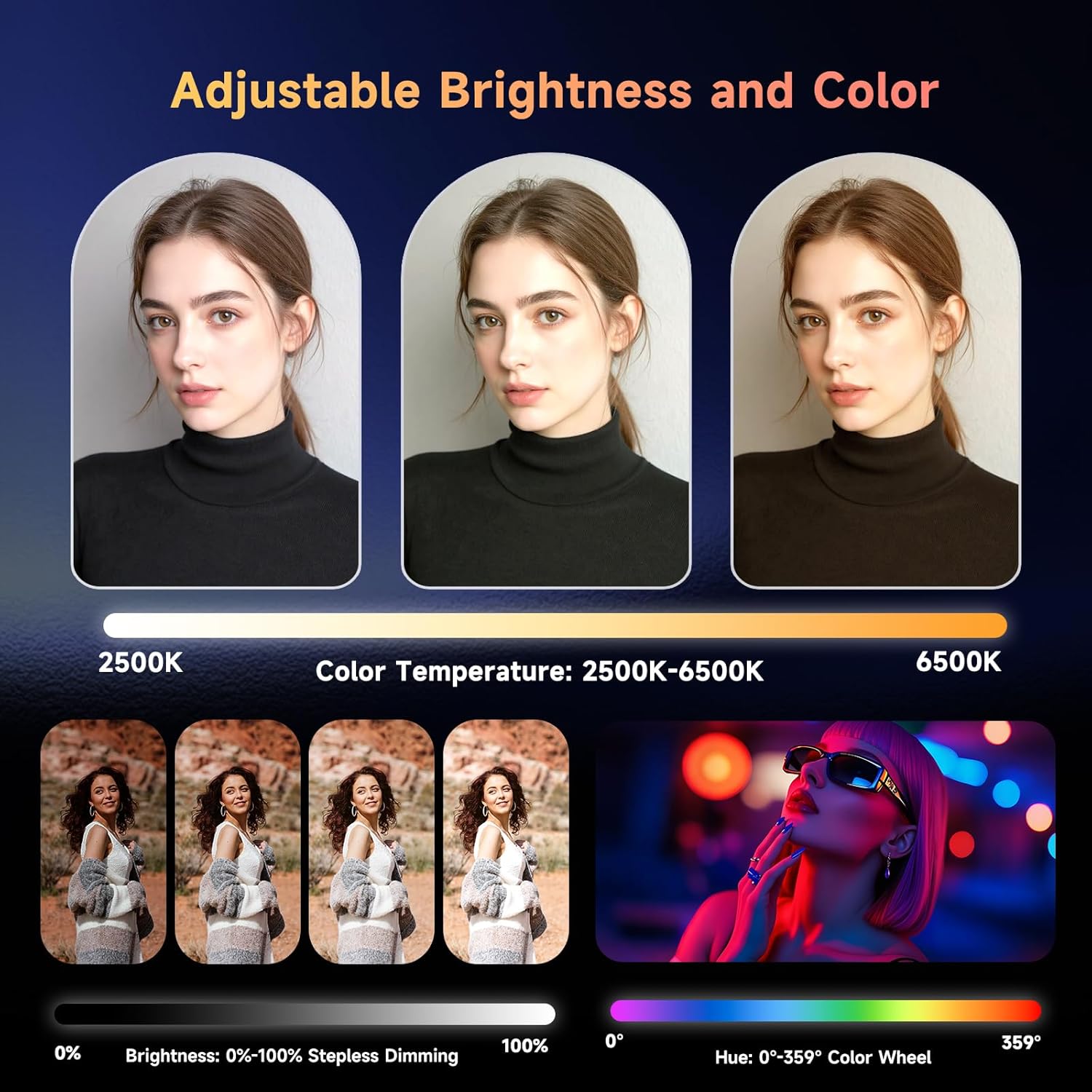 YSKE-Selfie Light, Clip On Phone Light for Video Calls& Professional Dual Clip Phone Light Compatible with Rechargeable Battery 3 Color Modes for iPhone Android Video Recordin-448LED