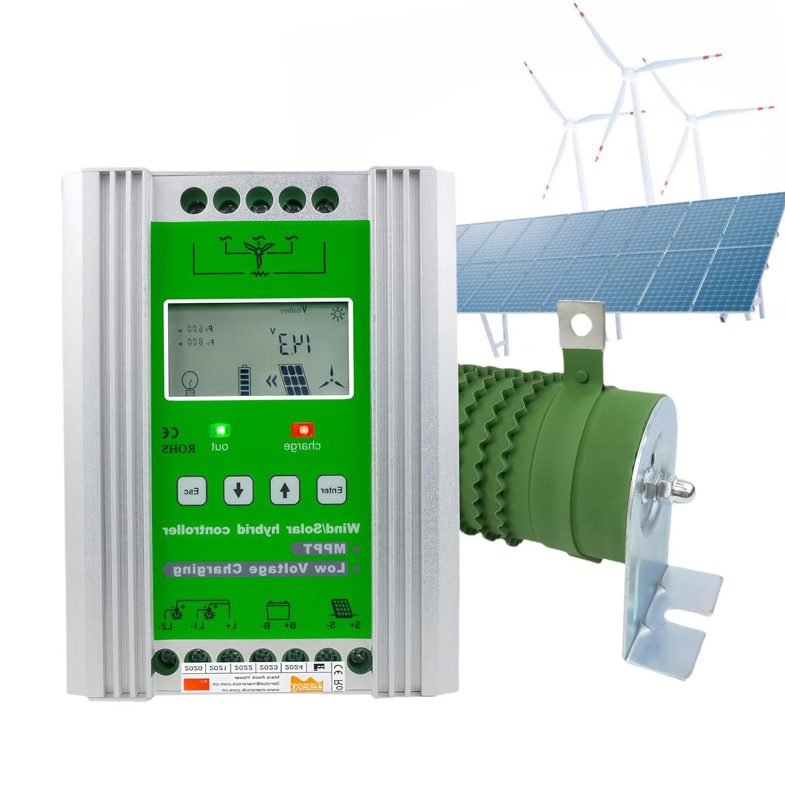 Neuer Verbesserter Wind Solar Hybrid Laderegler, 12 V/24 V/48 V Automatisches Differenzierungstrenngitter, Mppt Windturbinen Solarladeregler Mit LCD Bildschirm,48V-1000W