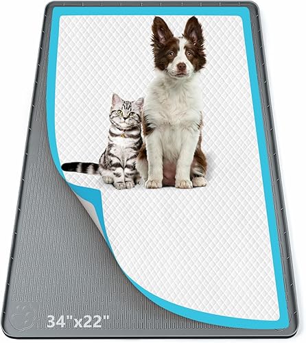 Miniatura 14 de Soporte para orina para perros, tapete de silicona para orina de 40 x 28 pulgadas, a prueba de fugas, borde alto, sin derrames, soporte para