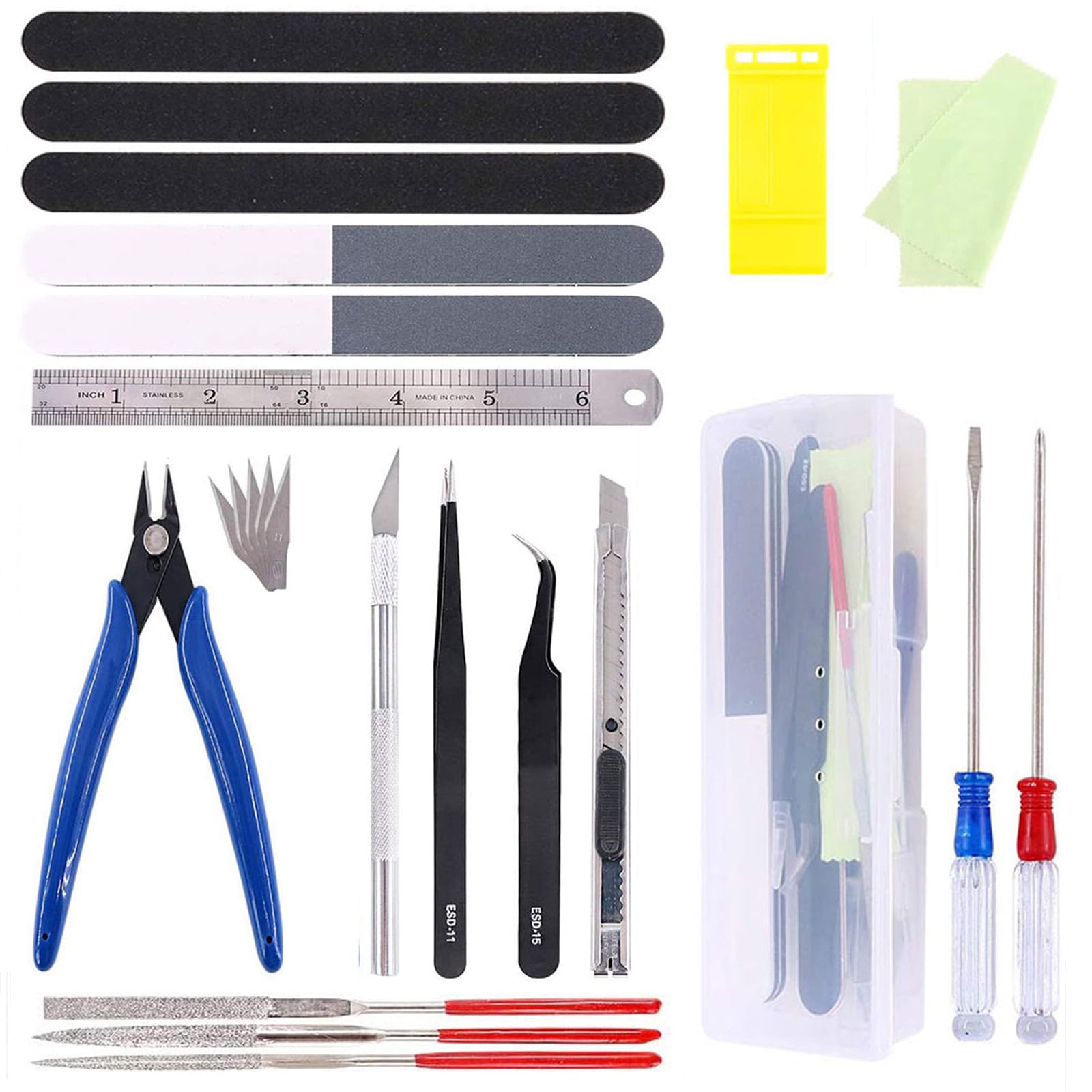 23 Pezzi Kit Modellismo Strumenti Base Modello per Gundam Model Tools Kit Attrezzi per Modellismo Hobby Building Craft Set Edifici Auto Aerei Modello Modellatore Riparazione e Fissaggio - 1