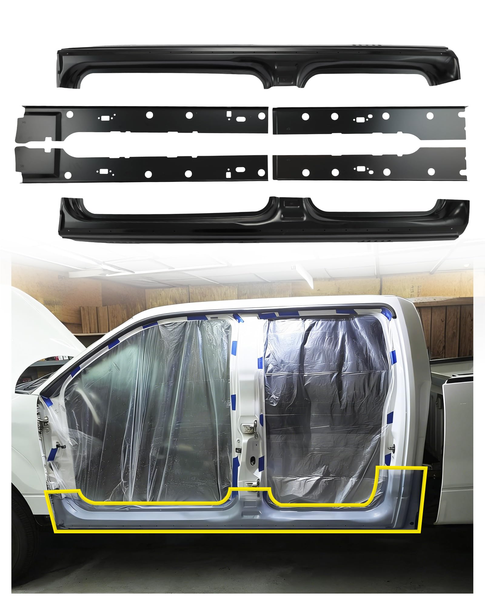 Photo 1 of Mountainpeak 4pcs Rocker Panel, Replacement Rocker Panel Covers Fit For 2009-2014 Ford F150 Truck Super Crew Cab