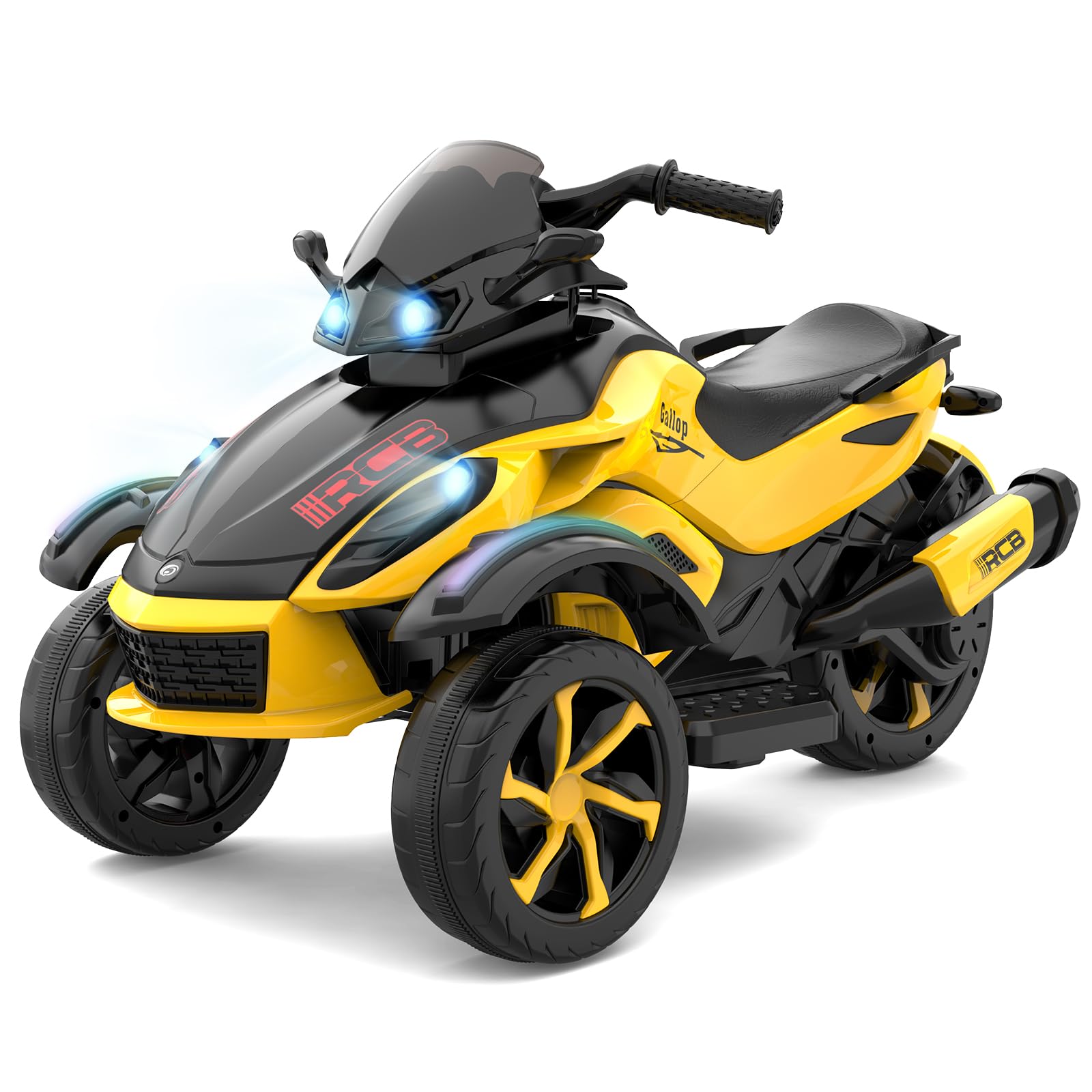 RCB 12V Electric Motorbike Kids, Ride on Motorcycle with 2 Motors, 4km/h Speed, LED Lights, USB, Multi-Types of Music for Early Education, the Best Kids Motorbike Electric for 3-8 Years