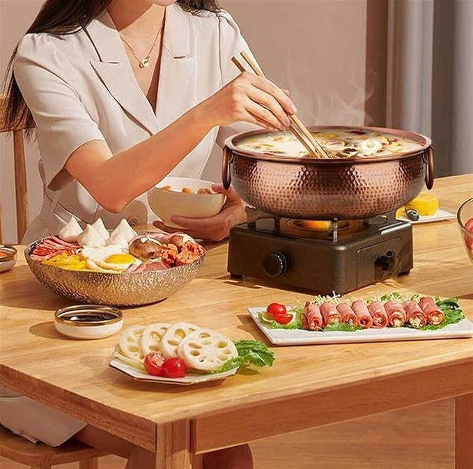 Olla Eléctrica Hot Pot Fondue Estilo Chino Cobre 26cm miniatura 2