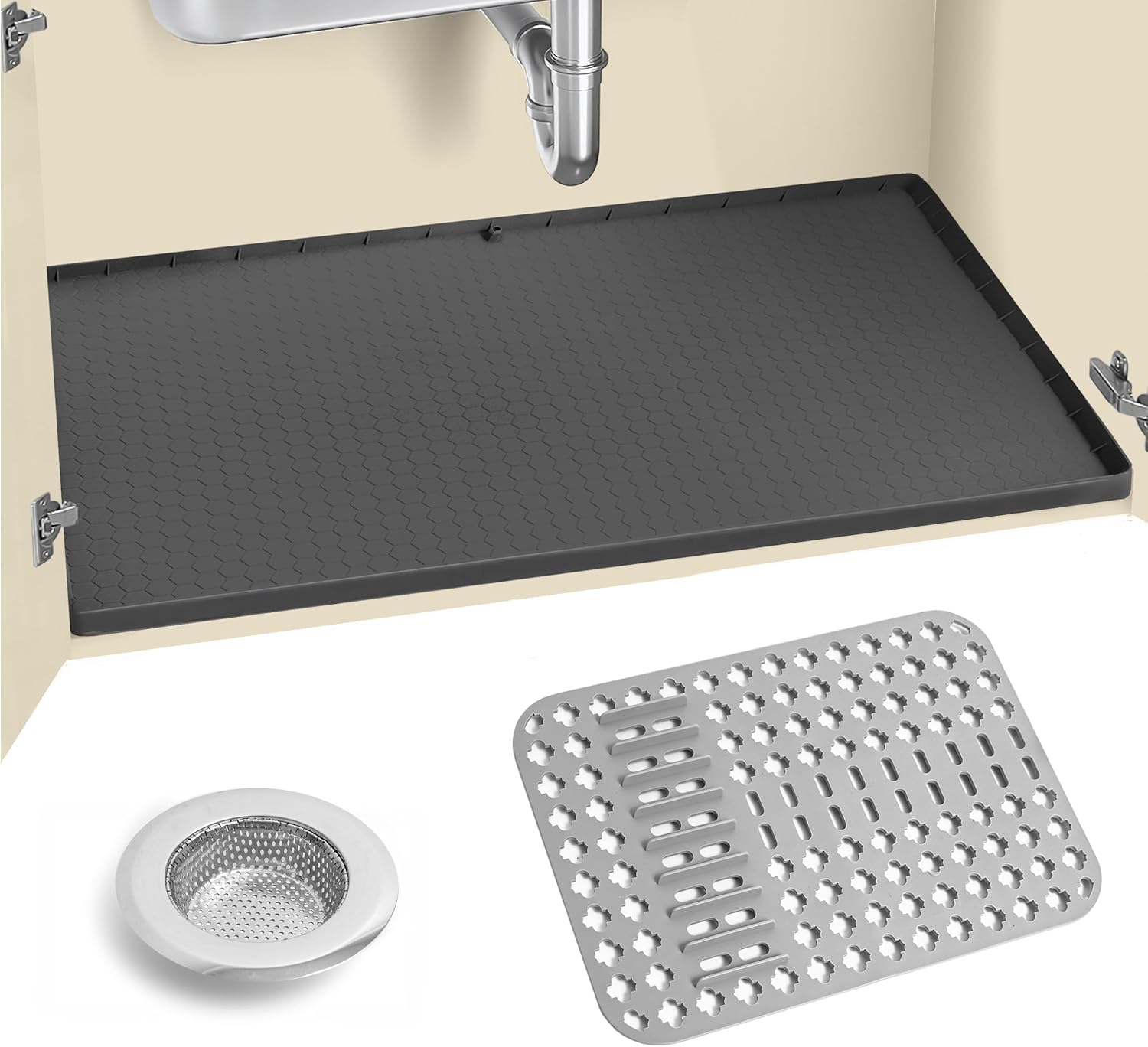 Bundle Set ExtraLarge Under Kitchen Sink Mat 34x22 Inches, Up to 2