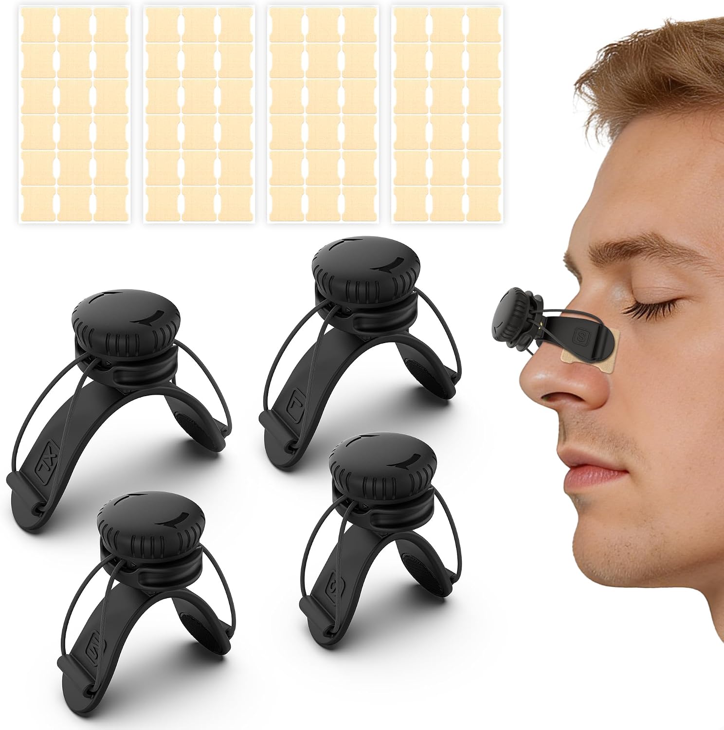 Nasal Strips, Adjustable Band & 36 Tabs for Breathing, Sleep & Congestion