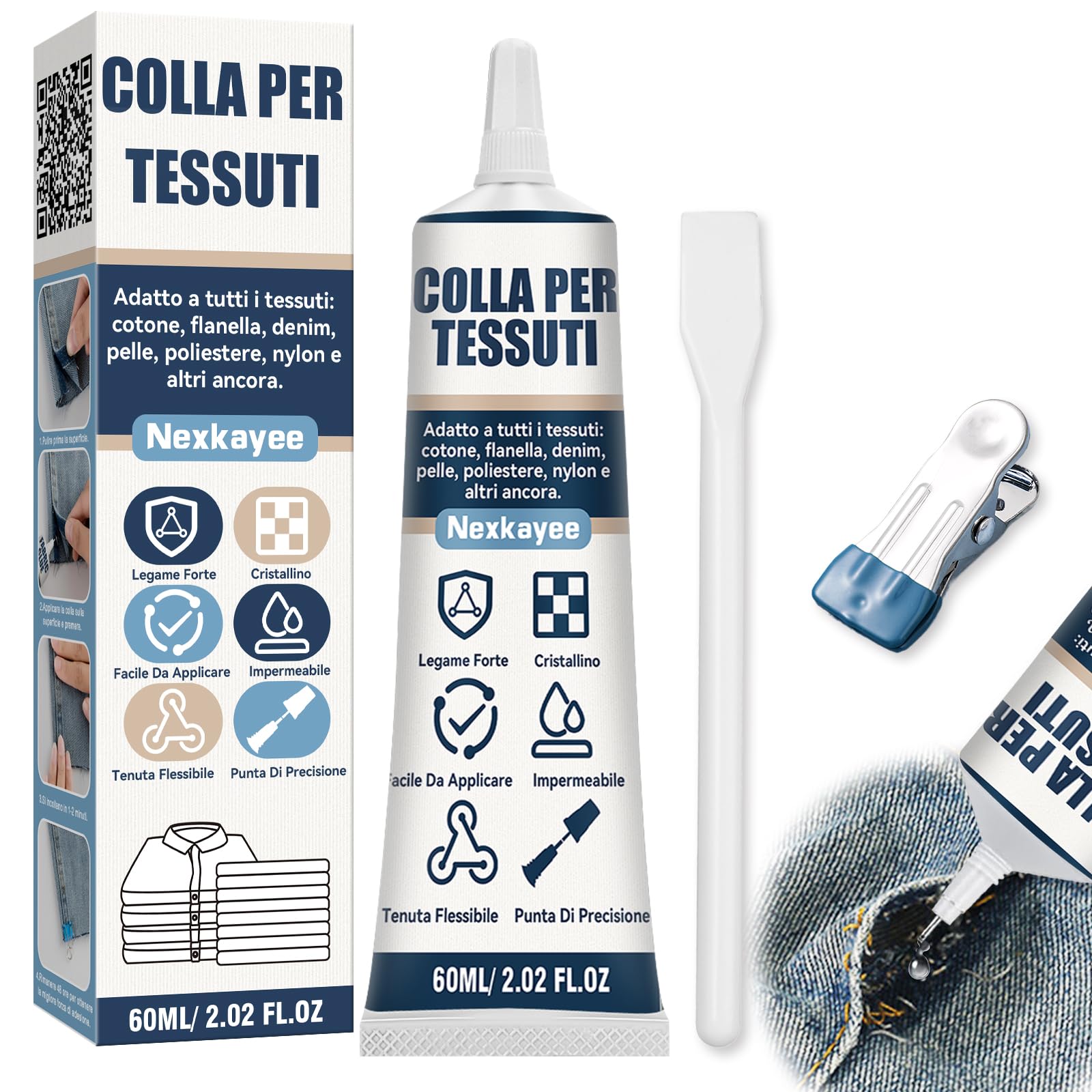 Colla Per Tessuti 80ml Extra Forte - Adesivo Permanente Per Riparazioni