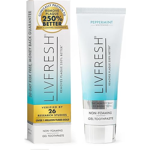 LIVFRESH Toothpaste Gel, Clinically Proven to Remove Plaque 250% Better, Improves Gum Health 190% Better, Prevents & Reduces Tartar, Peppermint