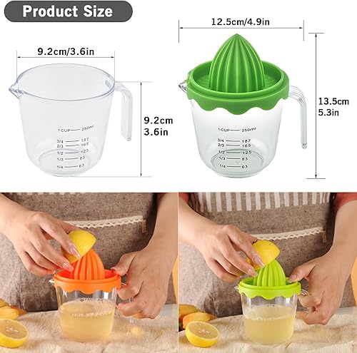 Miniatura 3 de Exprimidor de cítricos y naranja, exprimidor manual de limón, prensa de lima, tapa antideslizante, escariador de rotación con colador y recipiente