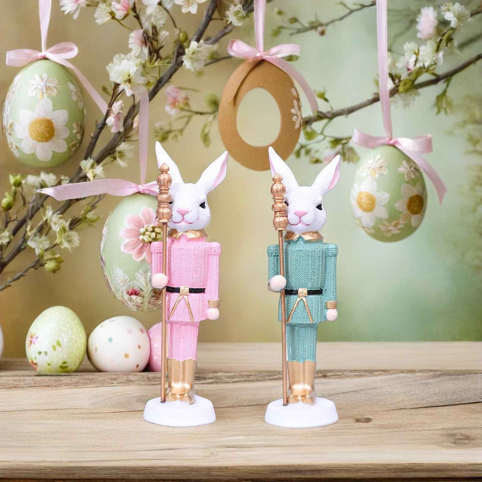 Toyvian Figurines de Lapins de Pâques en Résine 3 Pièces Décoratives pour Bureau et Table, Décoration Intérieure de Pâques Festive, Accessoire Décoratif Saisonnier