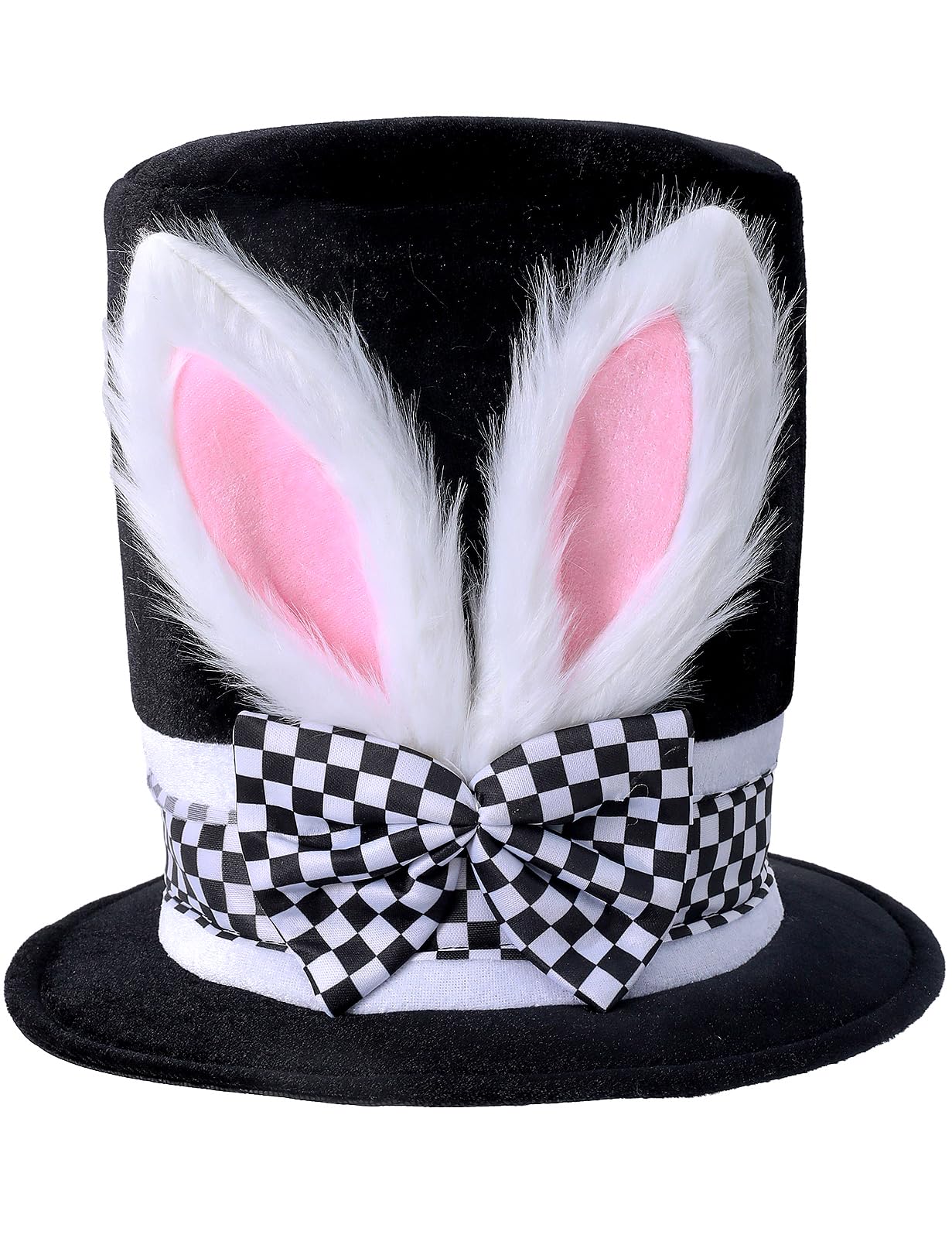 COSAVOROCK Easter Bunny Hat Adult Mad Hatter Hats White Rabbit Costume Black Topper