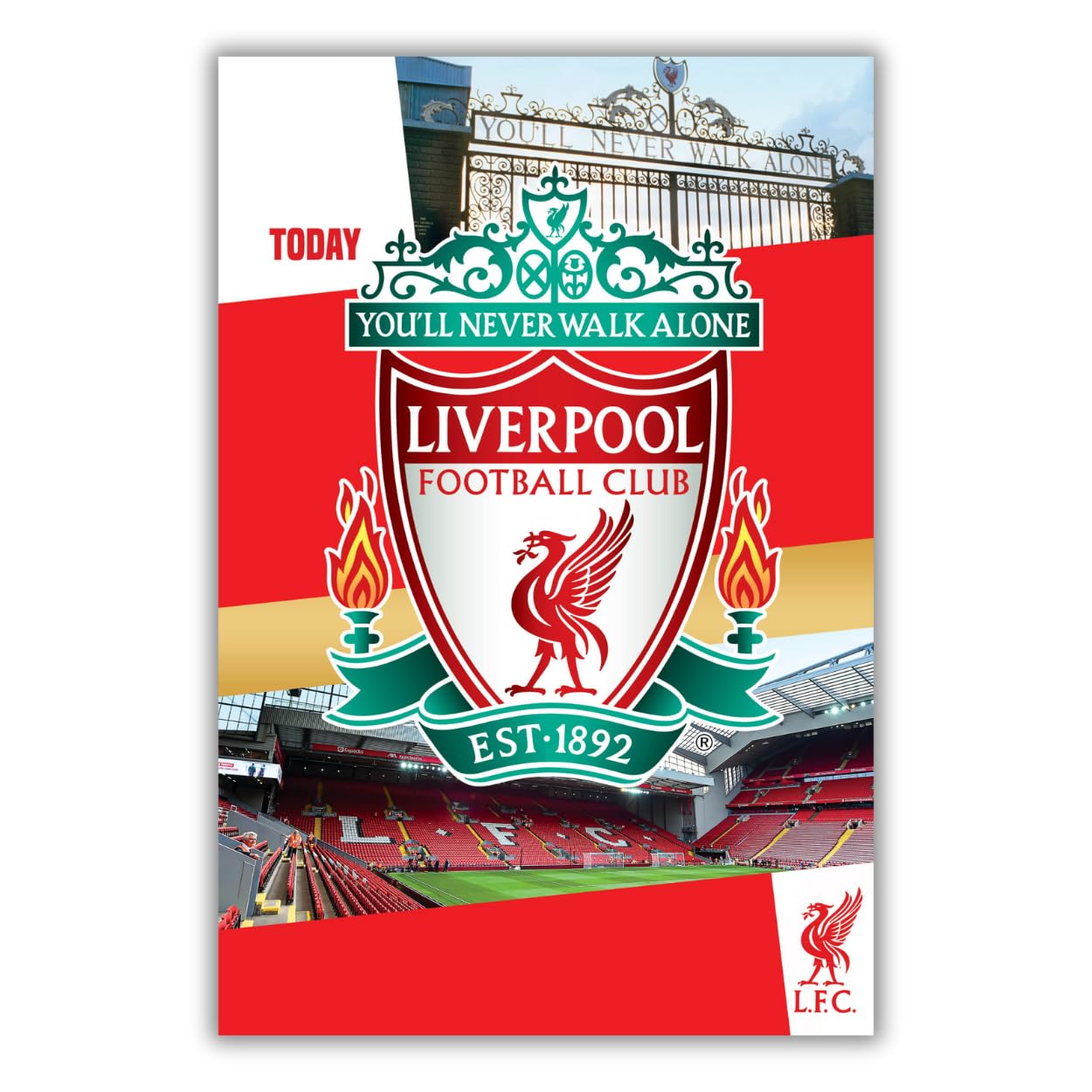 Liverpool Football Club Birthday Card. Comes with Stickers to Personalise your Age and Name, Red