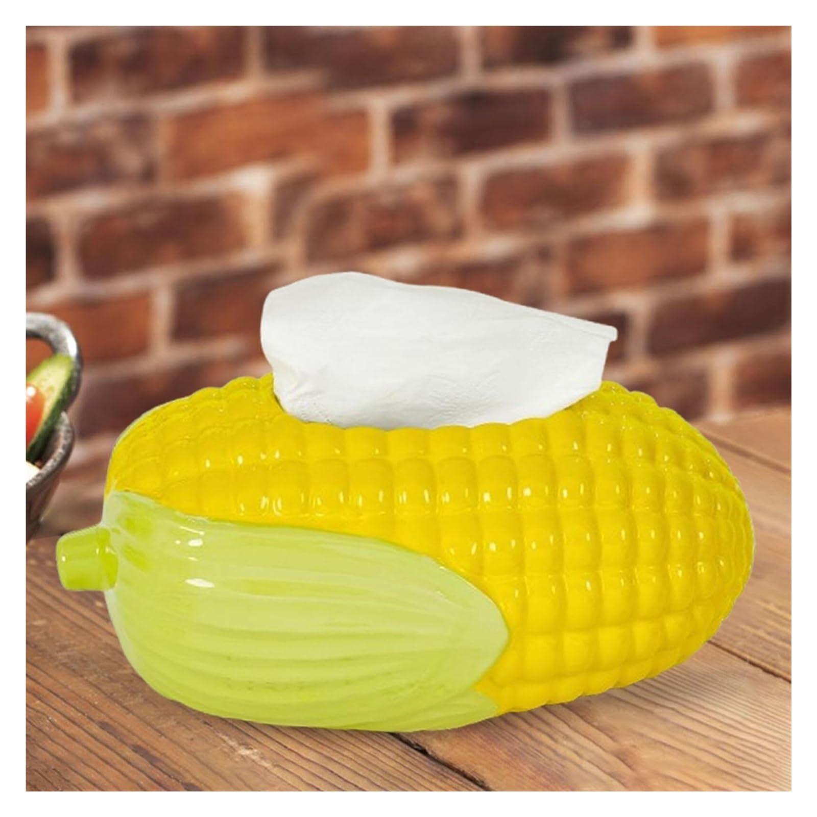 Porta fazzoletti Dispenser for fazzoletti Simpatico portafazzoletti di mais Decorazione moderna da scrivania Divertente Per la nuova casa(Yellow)