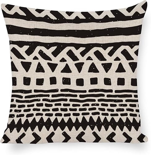 Miniatura 2 de LOHDALOLF Juego de 4 fundas de almohada impermeables para exteriores de 16 x 16 pulgadas, juego de 4 fundas de almohada geométricas en blanco y