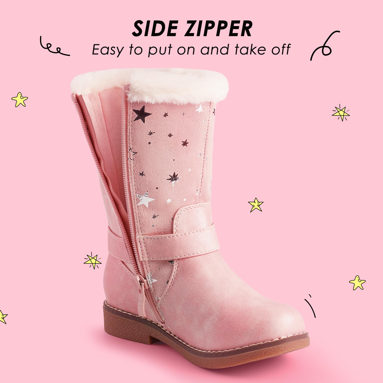 Girls Kids Winter Boots Girl Cowboy Boot Kids Girls Dress Boots Side Zipper Boot Shoes