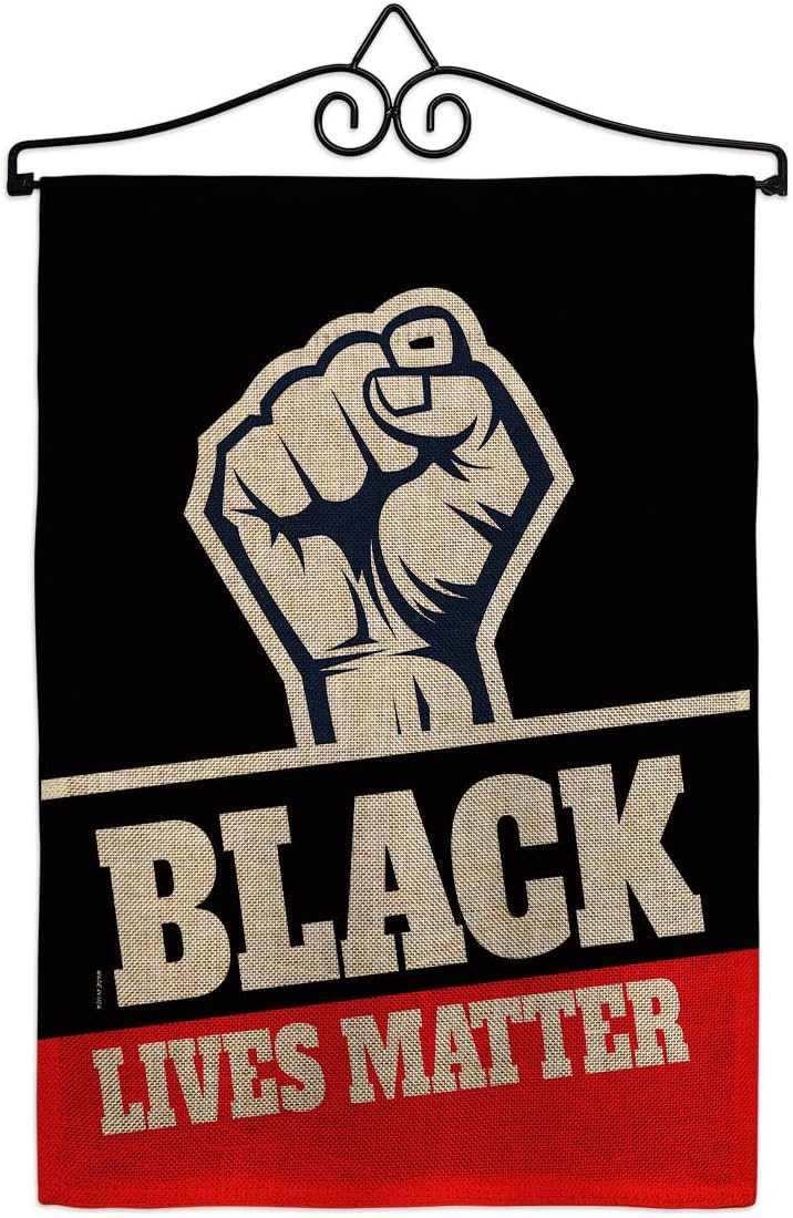 Black Lives Matter Garden Flag Set Wall Holder Support BLM Anti Racism Justice Revolution Movement Equality Social Small Decorative Gift Yard House Banner Double-Sided Made In USA 13 X 18.5