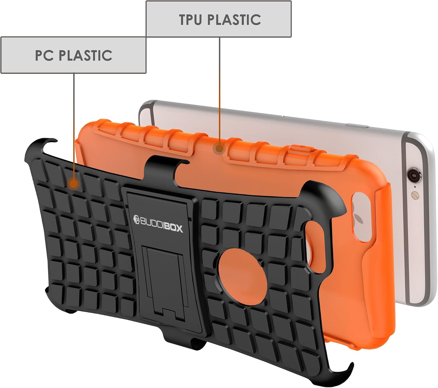 iPhone 6s Case, BUDDIBOX [Wave] Slim Rugged Durable Protective Case with Kickstand for Apple iPhone 6 and 6s, (Orange)