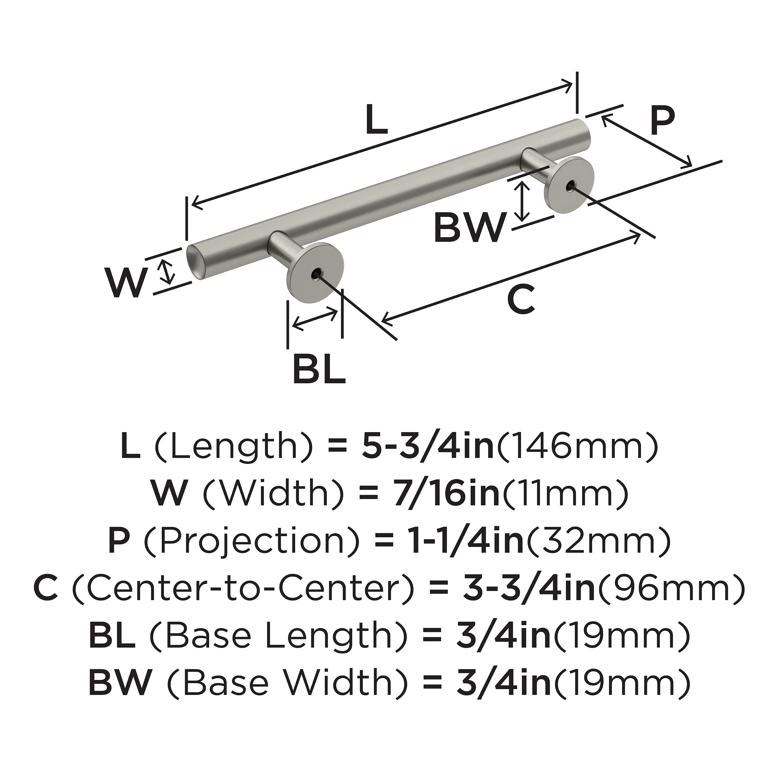 Amerock BP36865G10 Radius Cabinet Pull, 3-3/4 in. Center-to-Center, Satin Nickel - Image 4