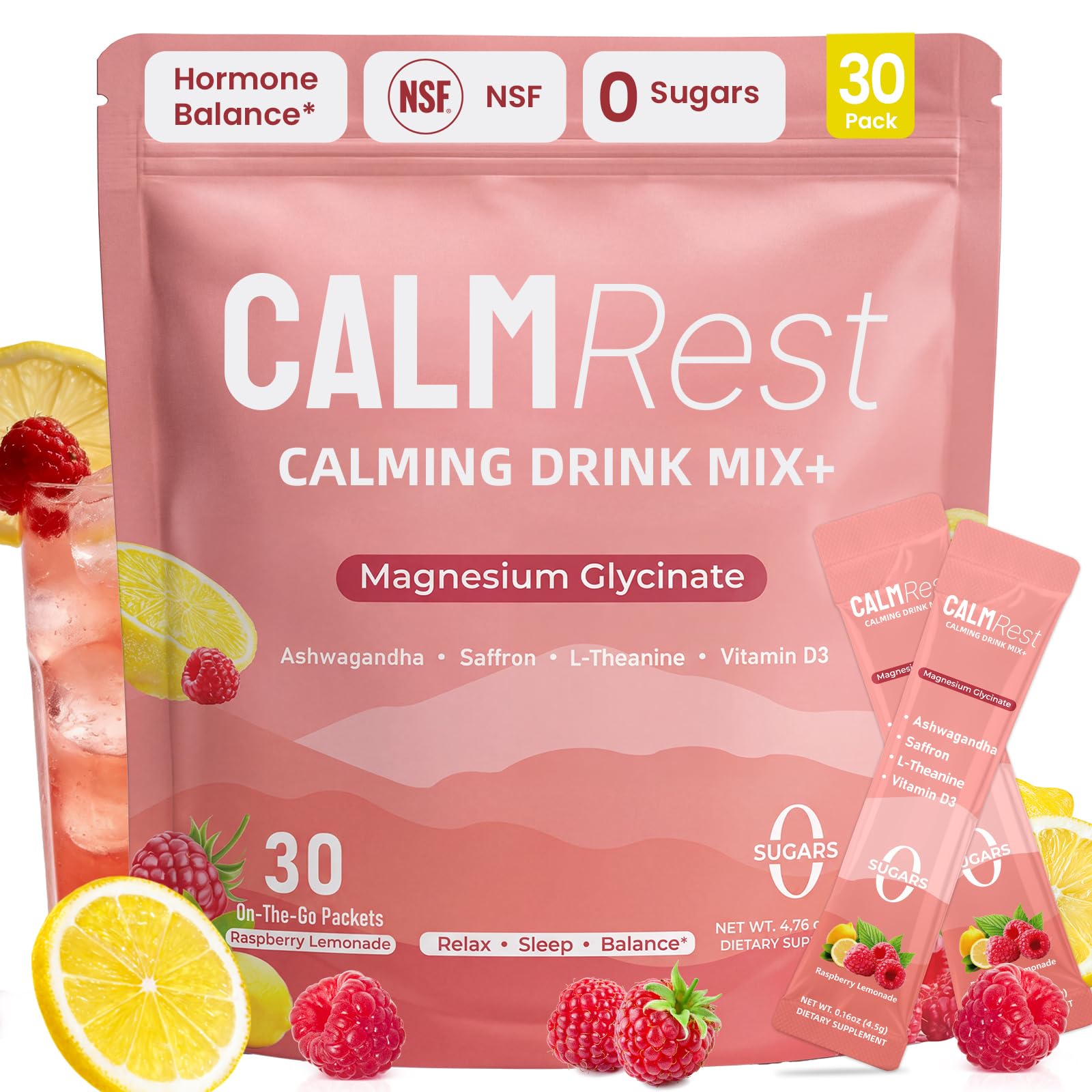 Calm Magnesium Powder Cortisol Supplement for Women, Hormone Balance Support* for Sleep & Relax Supports, No Sugar, Raspberry Lemonade,15Ct — Amazon image 10
