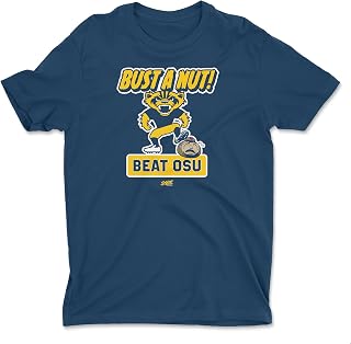 Bust a Nut! Beat Ohio State (Blue/Maize) T-Shirt for Michigan College Fans (SM-5XL)