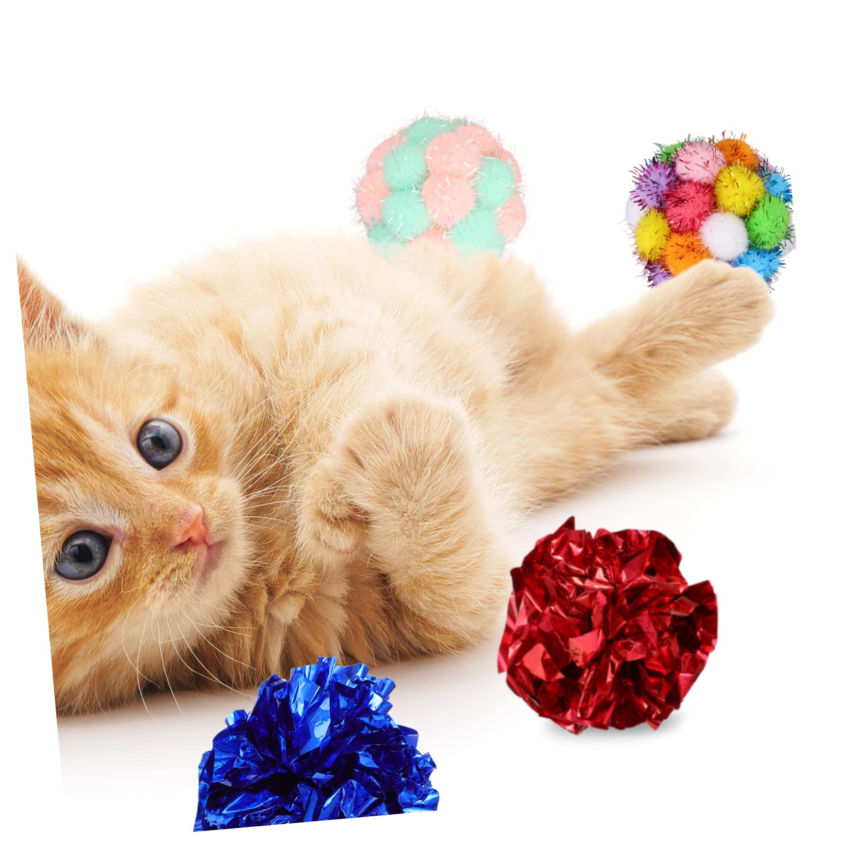 Happyyami 125piezas De Juguete para Gatos Bolas De Crinkle Interactivas con Sonido Juguetes De Felpa Coloridos para Gatitos y Gatos Interiores