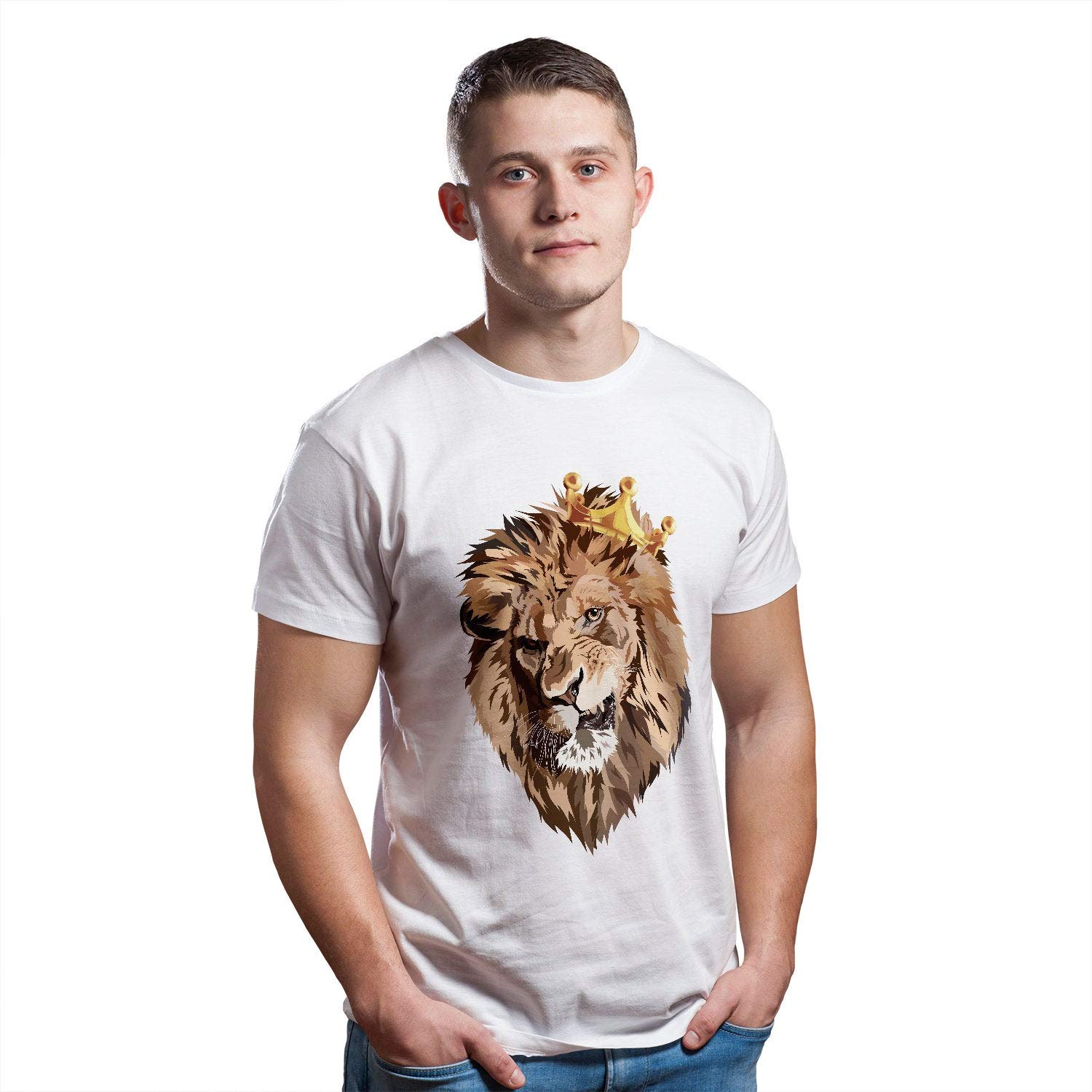 Camiseta del Rey León - Divertida camiseta de cabeza de animal de la naturaleza para hombres - Regalo de moda para amantes de los leones, camiseta personalizada unisex - Arte facial novedoso, rosso, L