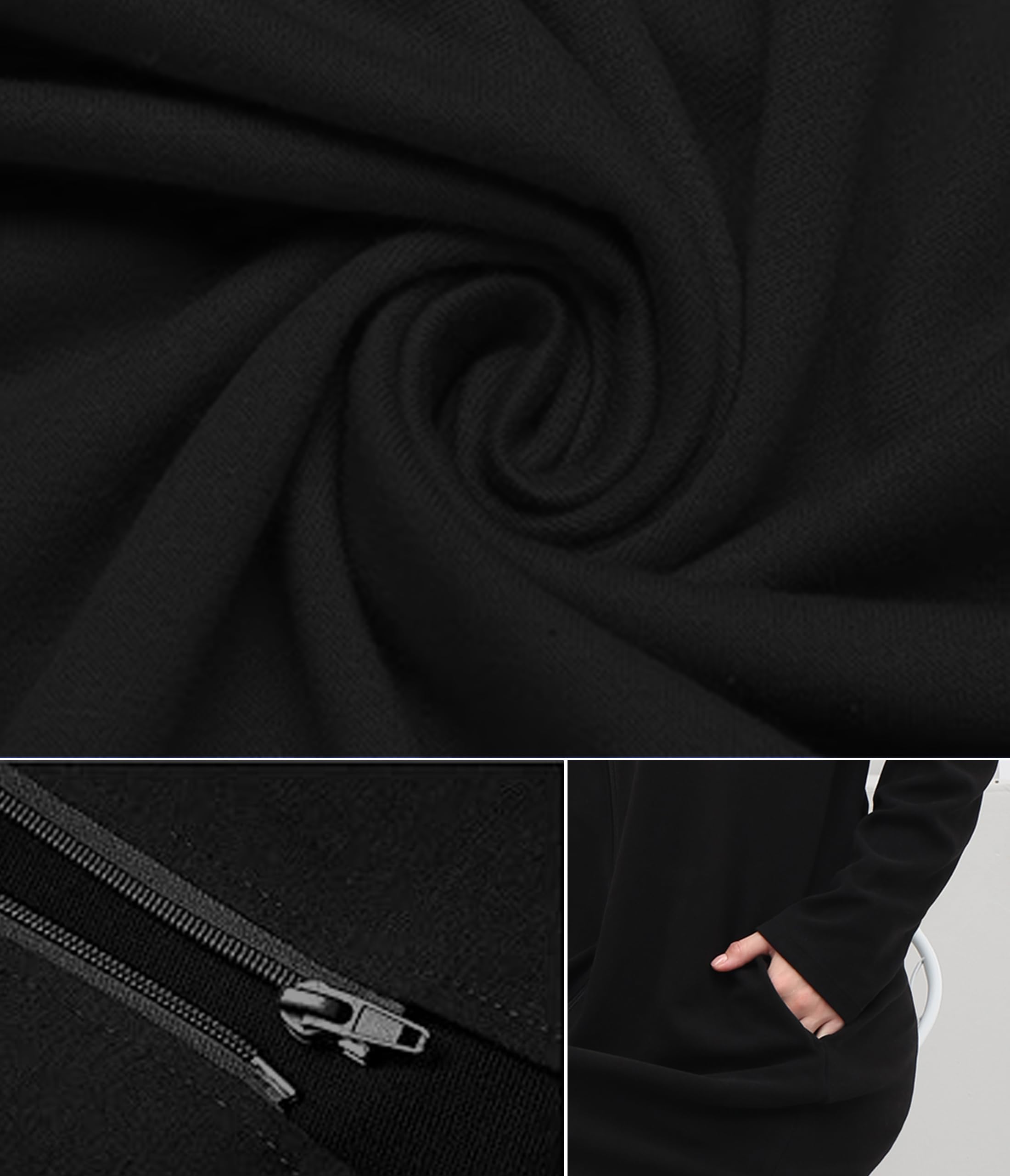 COLORFULLEAF Damen Reißverschluss Bademantel Langarm Kapuze Fleece Bademantel Weich Warm Hausmantel Loungewear mit Taschen